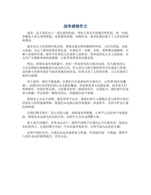 战争感想作文