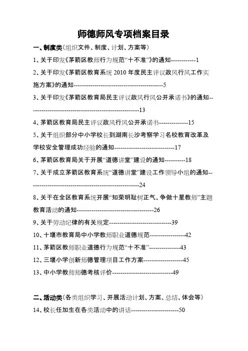 师德师风专项档案目录