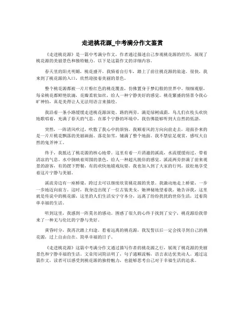 走进桃花源_中考满分作文鉴赏