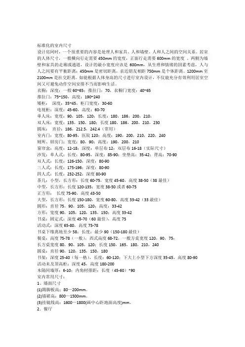 人体工程学标准化室内设计尺寸