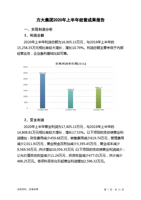 方大集团2020年上半年经营成果报告