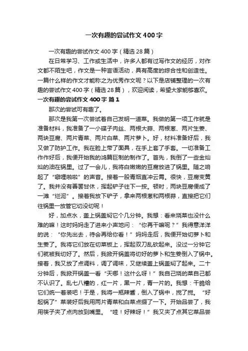 一次有趣的尝试作文400字