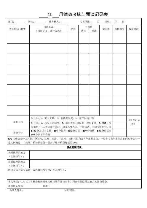 绩效考核与面谈记录表