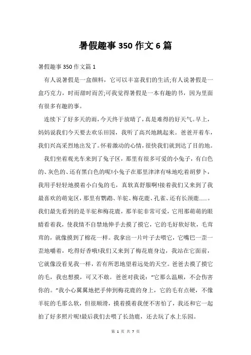 暑假趣事350作文6篇