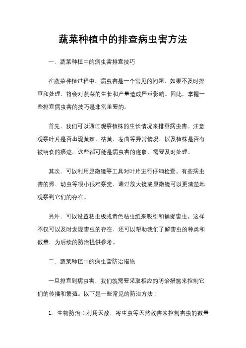 蔬菜种植中的排查病虫害方法