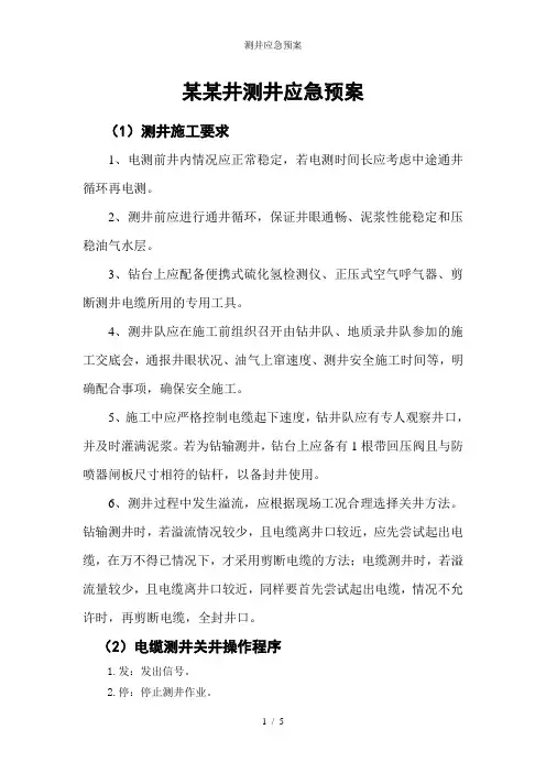 测井应急预案