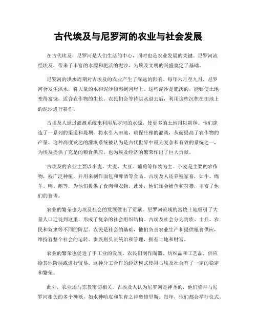古代埃及与尼罗河的农业与社会发展