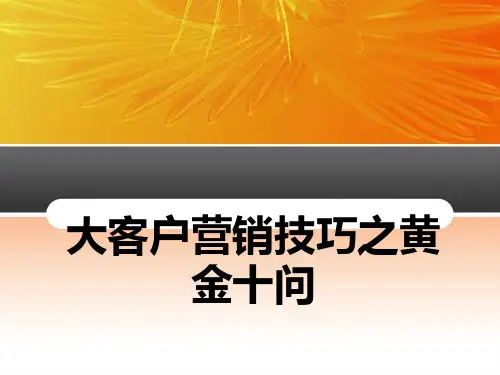 大客户营销技巧之黄金十问