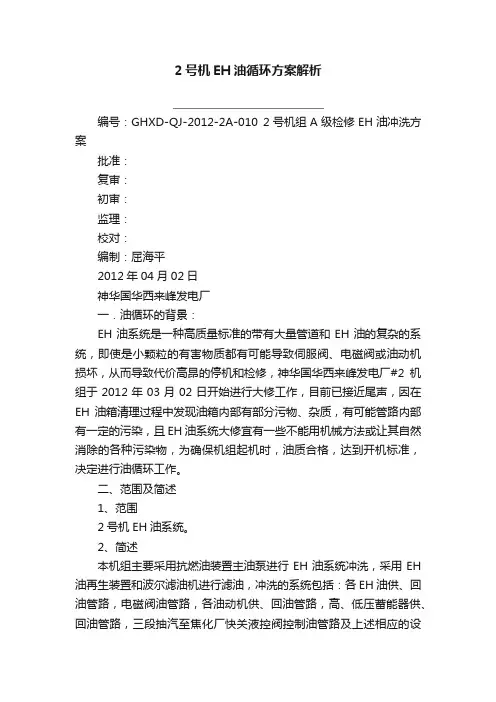 2号机EH油循环方案解析