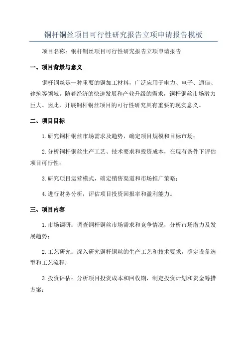 铜杆铜丝项目可行性研究报告立项申请报告模板