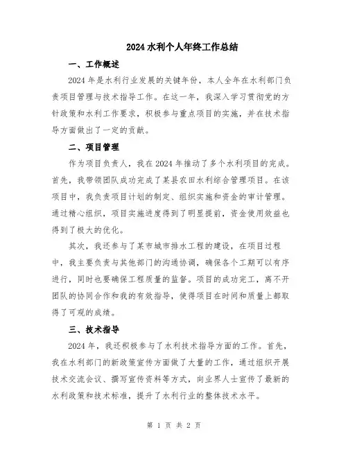 2024水利个人年终工作总结