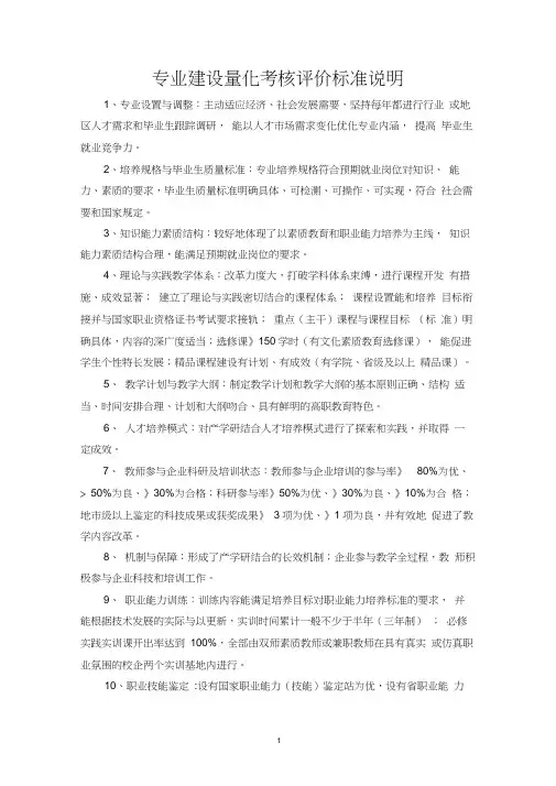 (完整版)专业建设量化考核评价标准说明