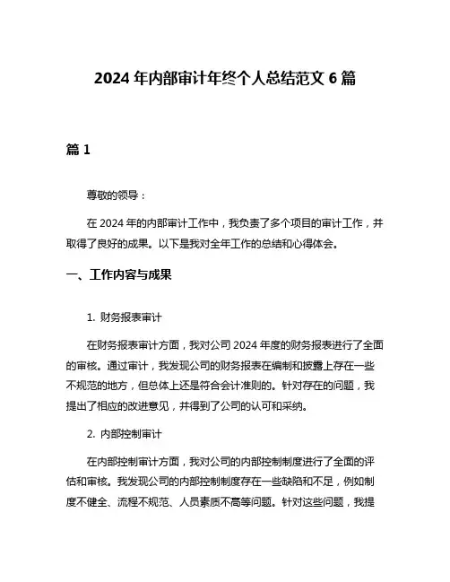 2024年内部审计年终个人总结范文6篇