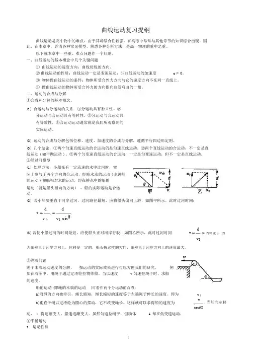 曲线运动知识点归纳总结