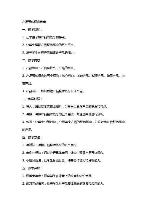 产品整体概念教案