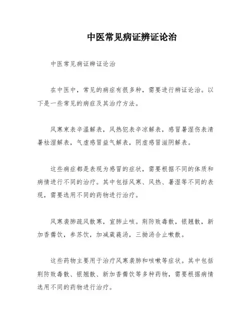 中医常见病证辨证论治
