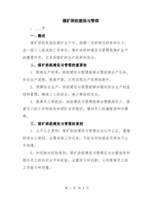 煤矿班组建设与管理