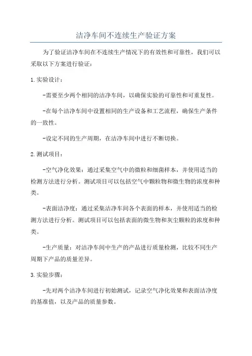 洁净车间不连续生产验证方案