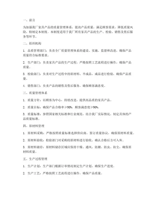 家具厂品质流程管理制度