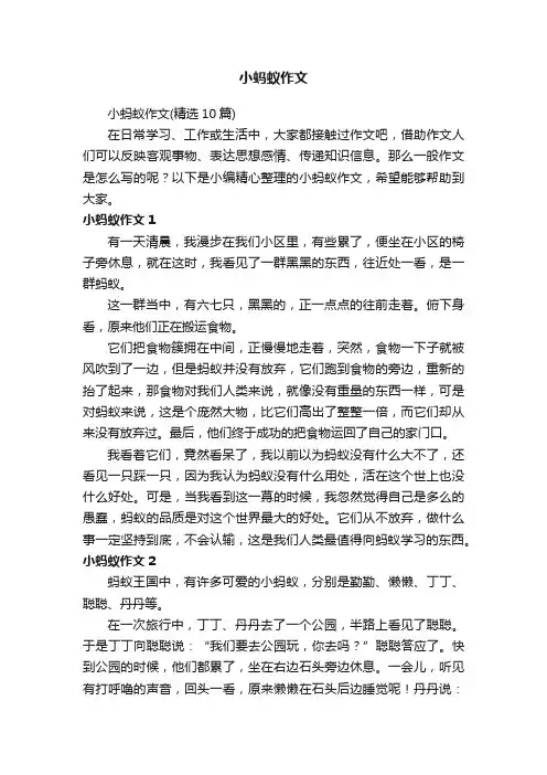 小蚂蚁作文（精选10篇）