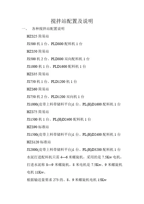 搅拌站配置及说明