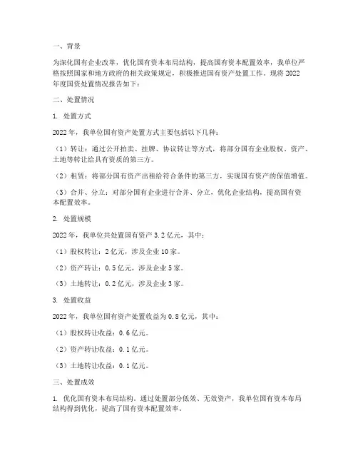 国资处置情况报告