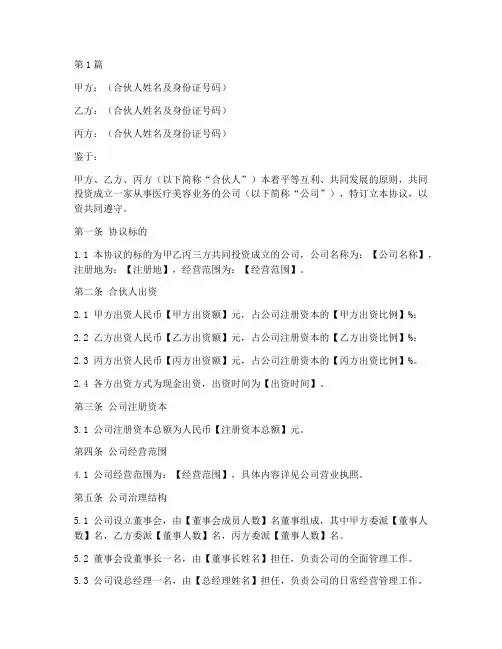 医美行业合伙协议书范本(3篇)