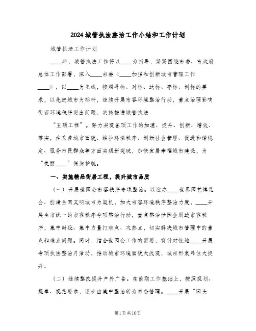2024城管执法整治工作小结和工作计划(三篇)