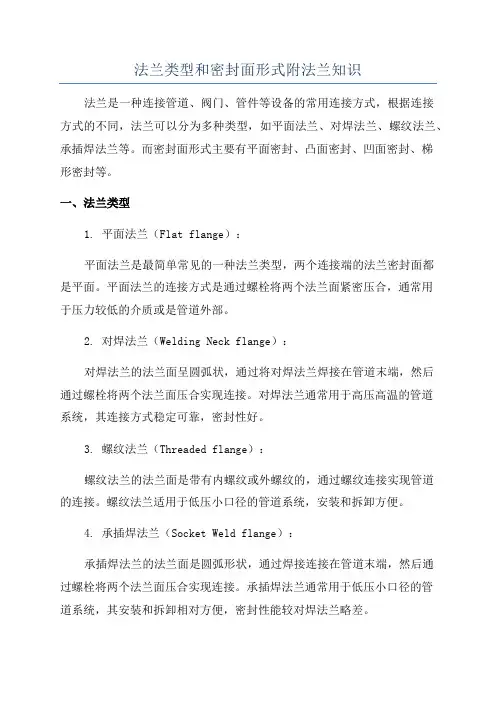 法兰类型和密封面形式附法兰知识