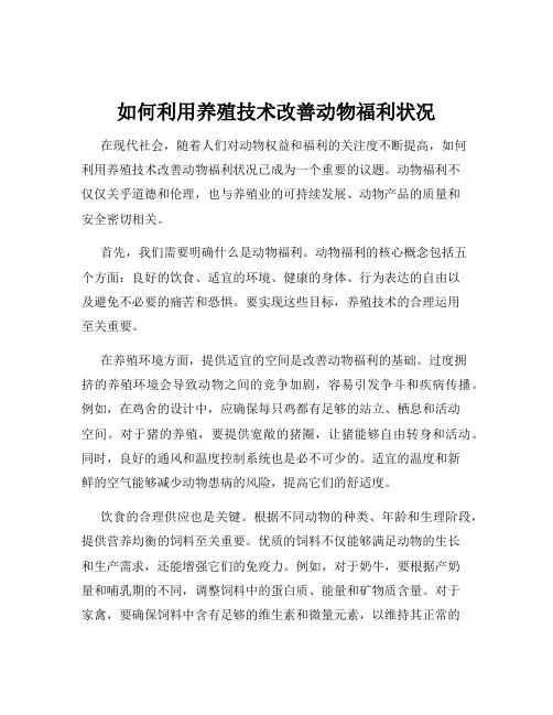 如何利用养殖技术改善动物福利状况