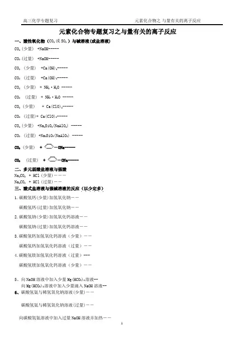 高三化学专题复习 与量有关的离子反应