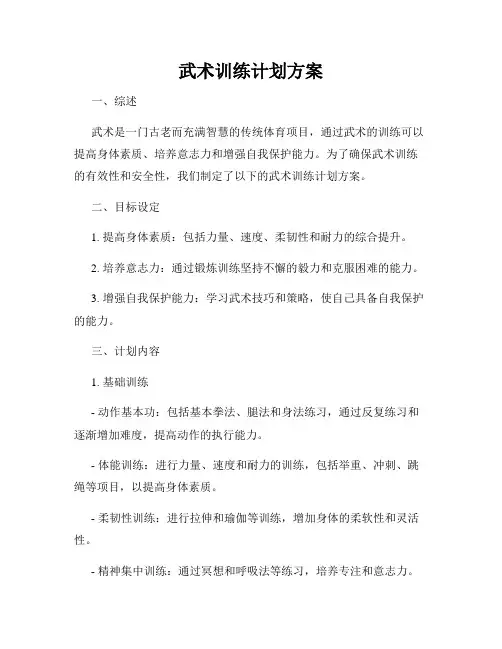 武术训练计划方案