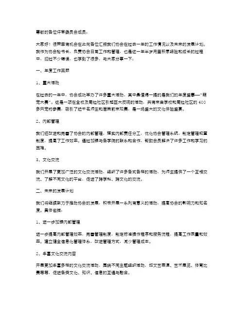 协会秘书长述职报告范文