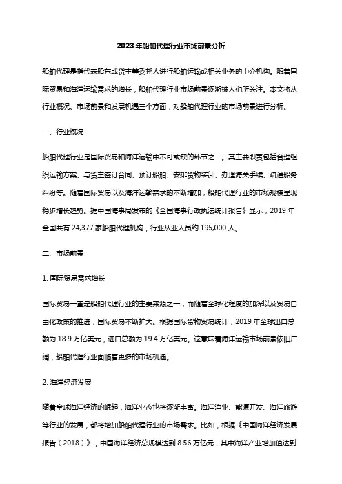 2023年船舶代理行业市场前景分析