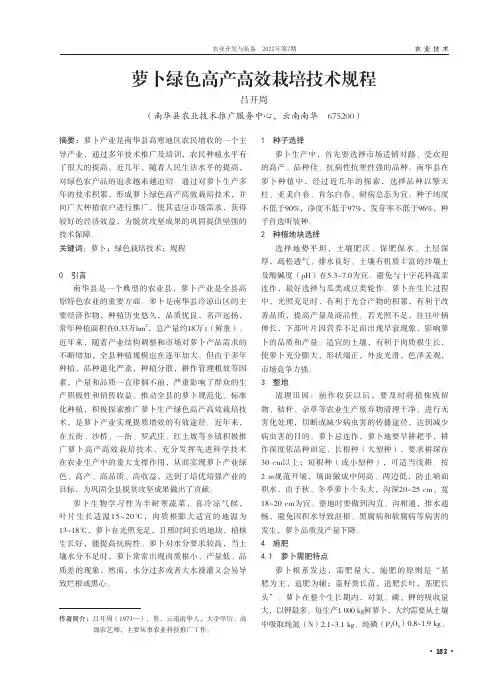 萝卜绿色高产高效栽培技术规程