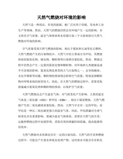 天然气燃烧对环境的影响