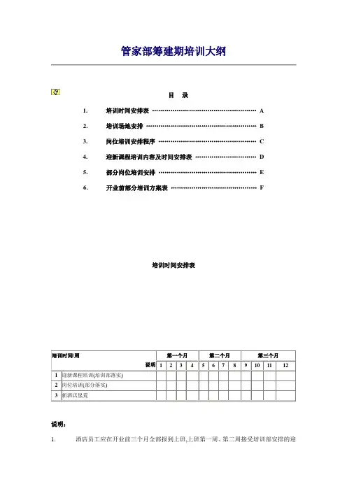 管家部筹建期培训大纲