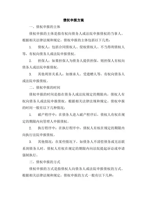 债权申报方案