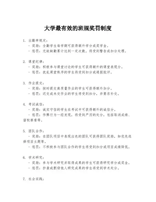 大学最有效的班规奖罚制度