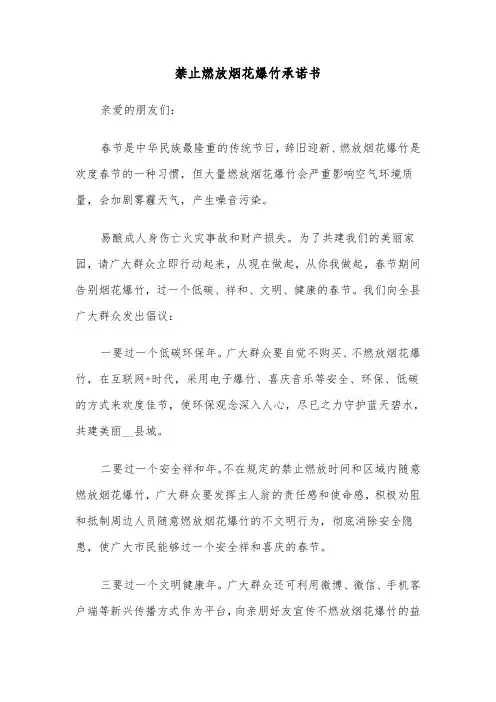 禁止燃放烟花爆竹承诺书（2篇）