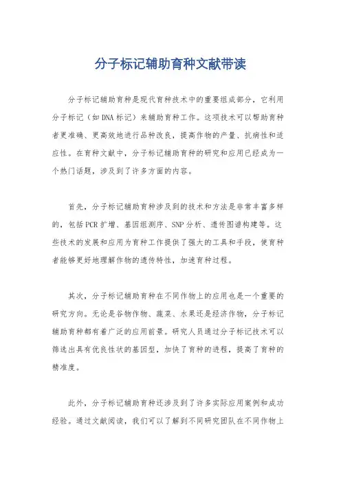 分子标记辅助育种文献带读