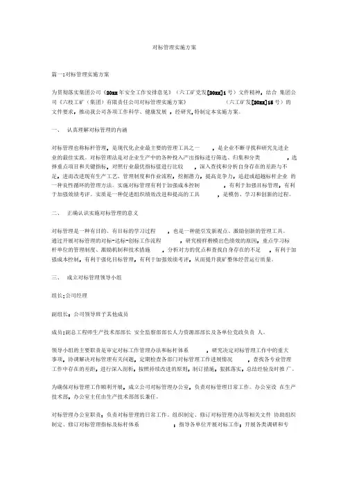 对标管理实施方案
