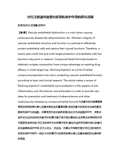 丹红注射液对血管内皮损伤保护作用的研究进展