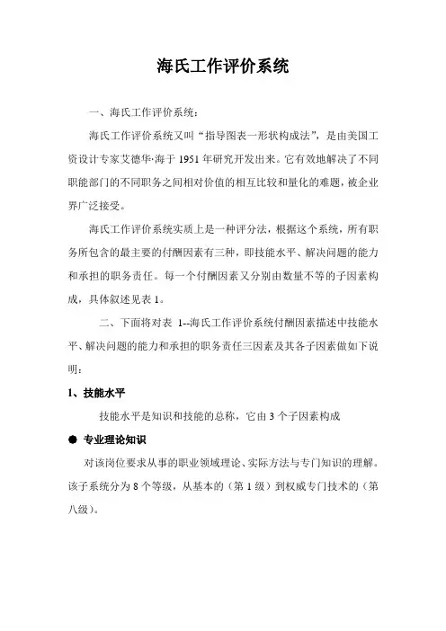 【工作分析】海氏工作评价系统