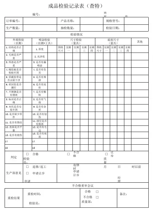成品检验记录表