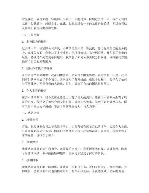 公司工作总结感言