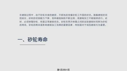 砂轮寿命、表面形貌、磨损及修整PPT课件