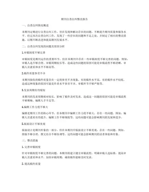 期刊自查自纠整改报告