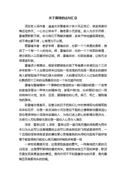 关于雷锋的诗句汇总