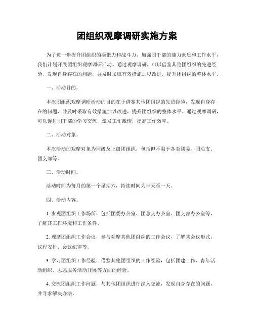 团组织观摩调研实施方案